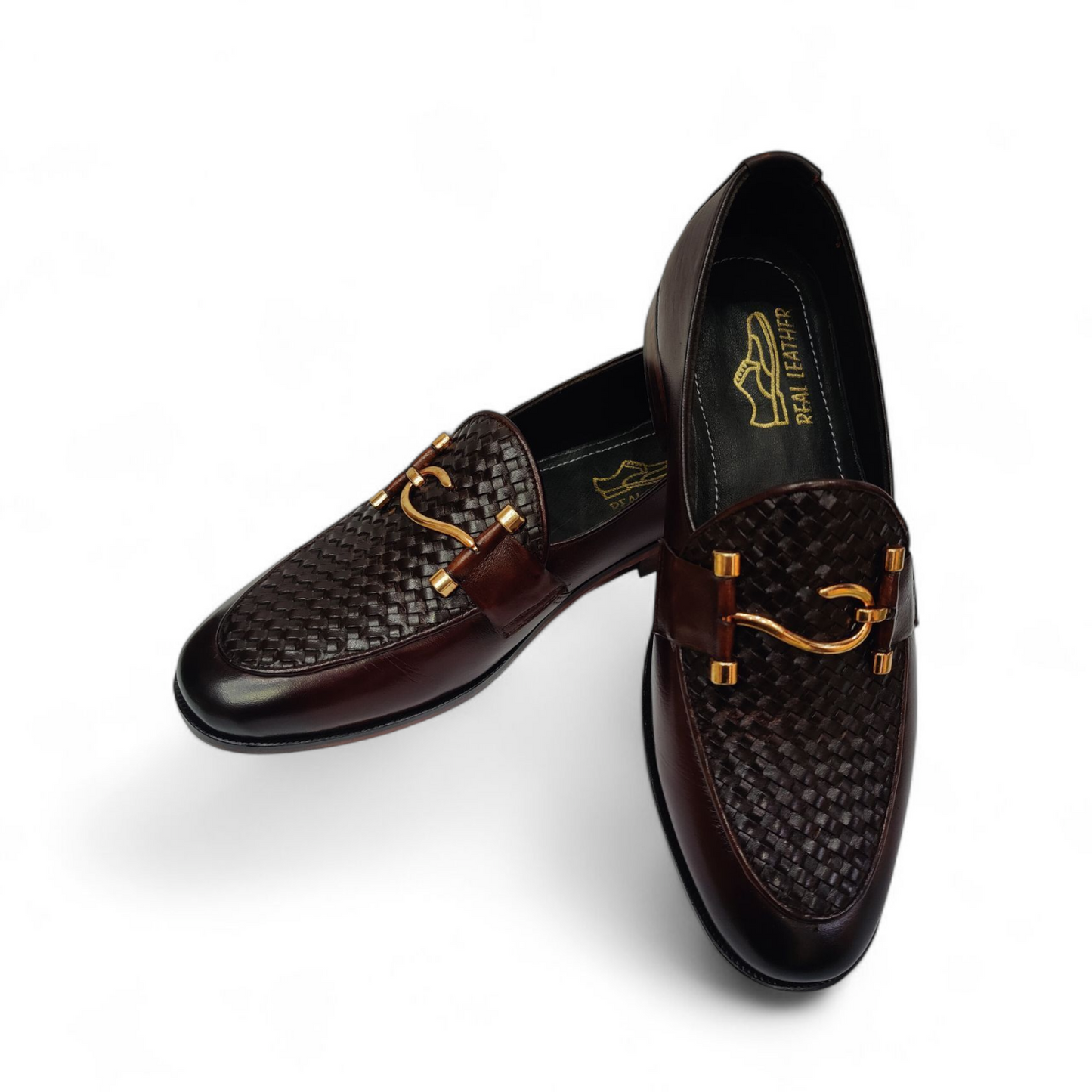Handwoven Leather Loafers-Rich Brown Elegance