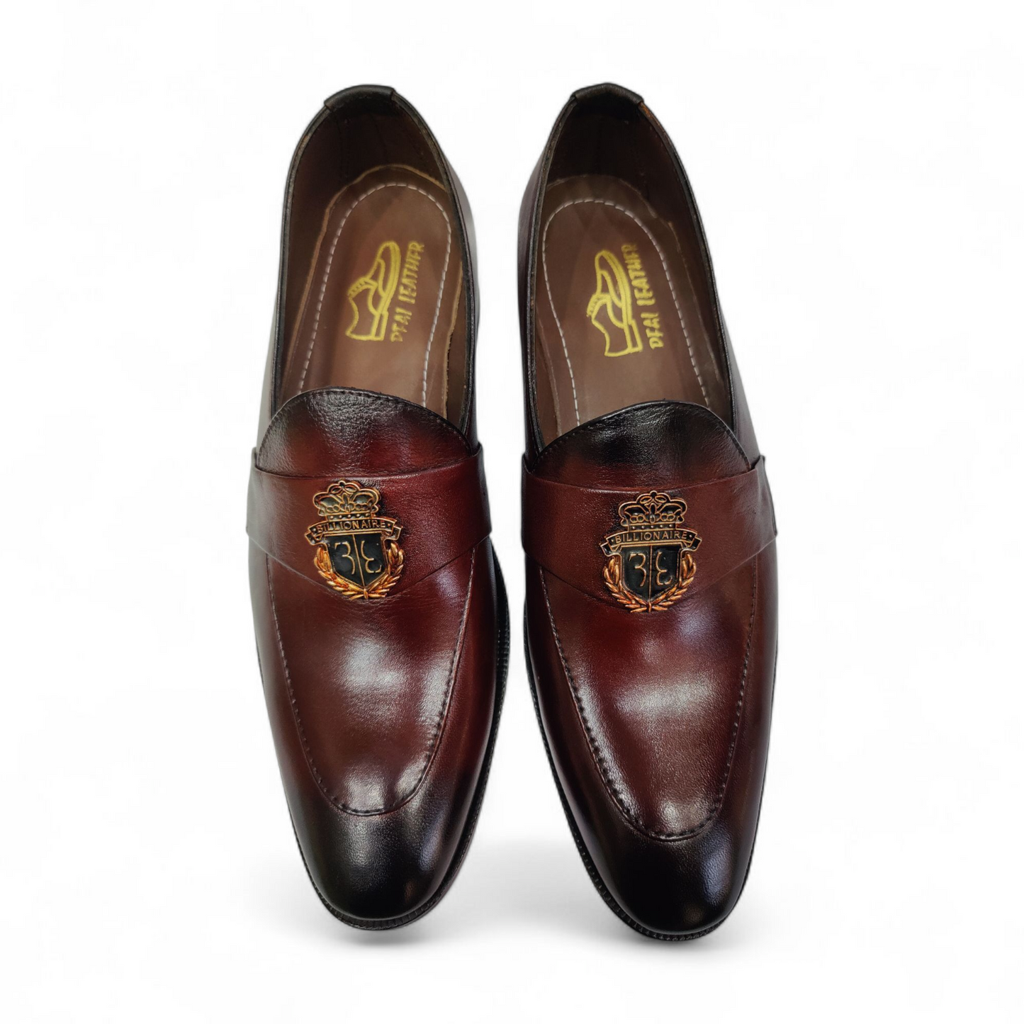 Luxury Leather Loafers-Maroon Black Gradient