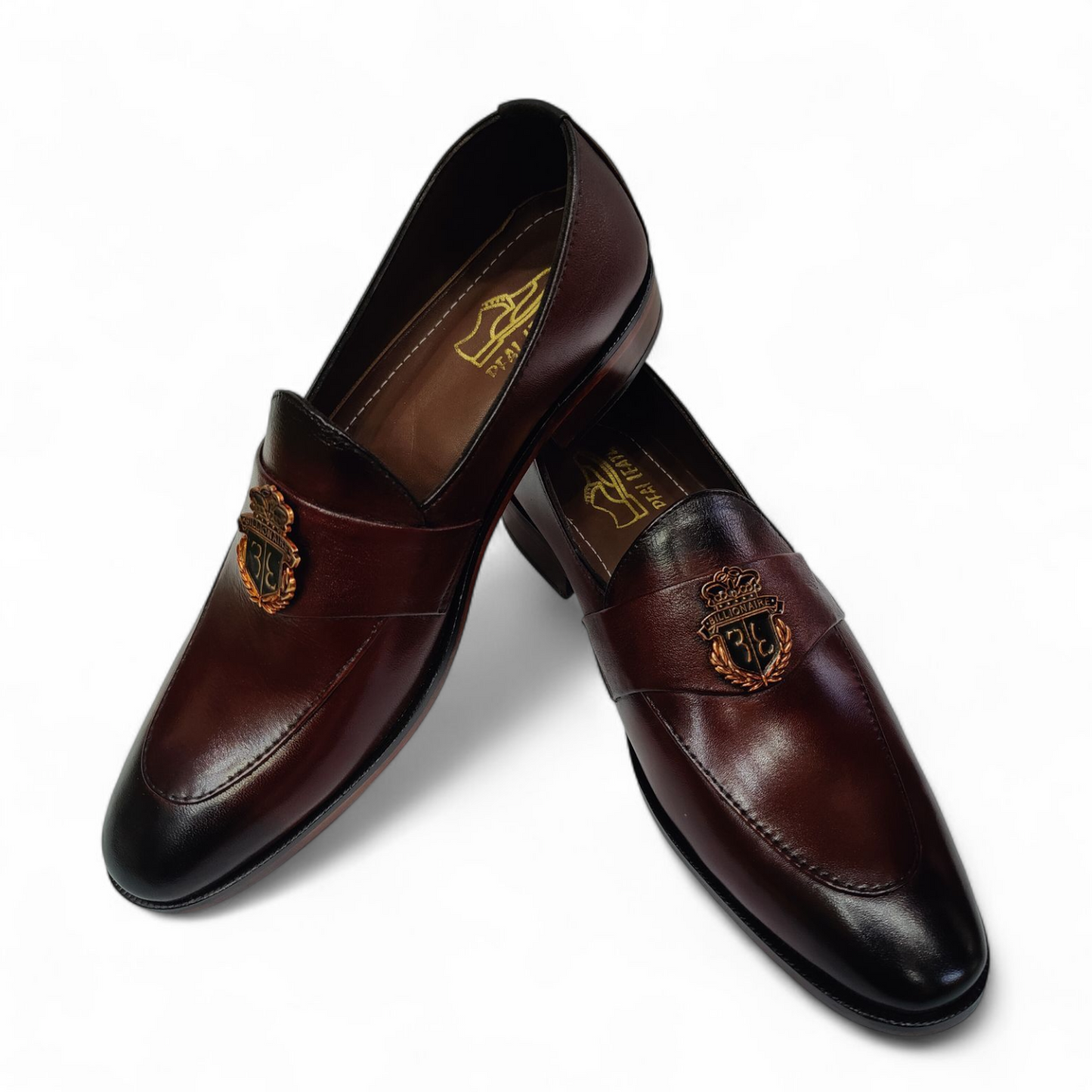 Luxury Leather Loafers-Maroon Black Gradient