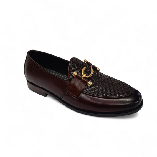 Handwoven Leather Loafers-Rich Brown Elegance