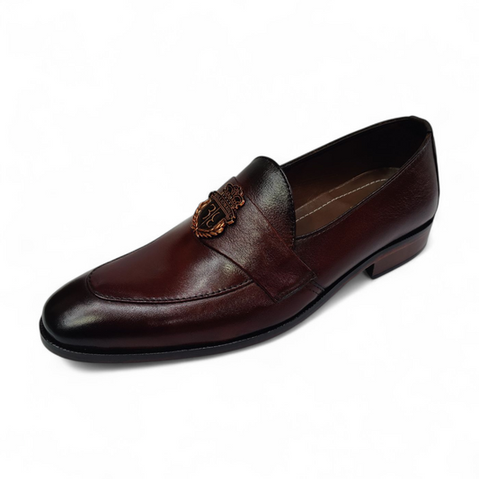 Luxury Leather Loafers-Maroon Black Gradient